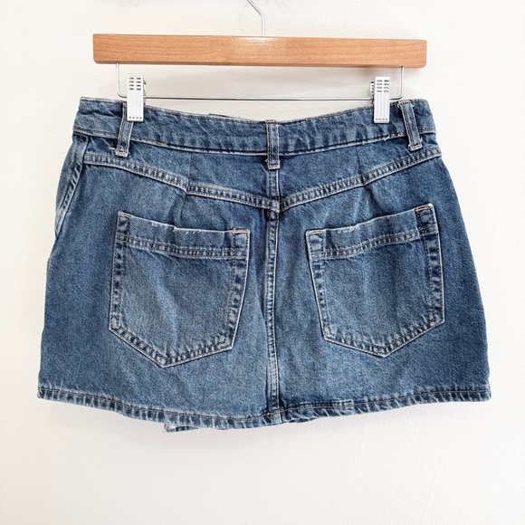 We the Free Free People Wynne Wrap Button Front Denim Mini Skirt - Picture 3 of 8
